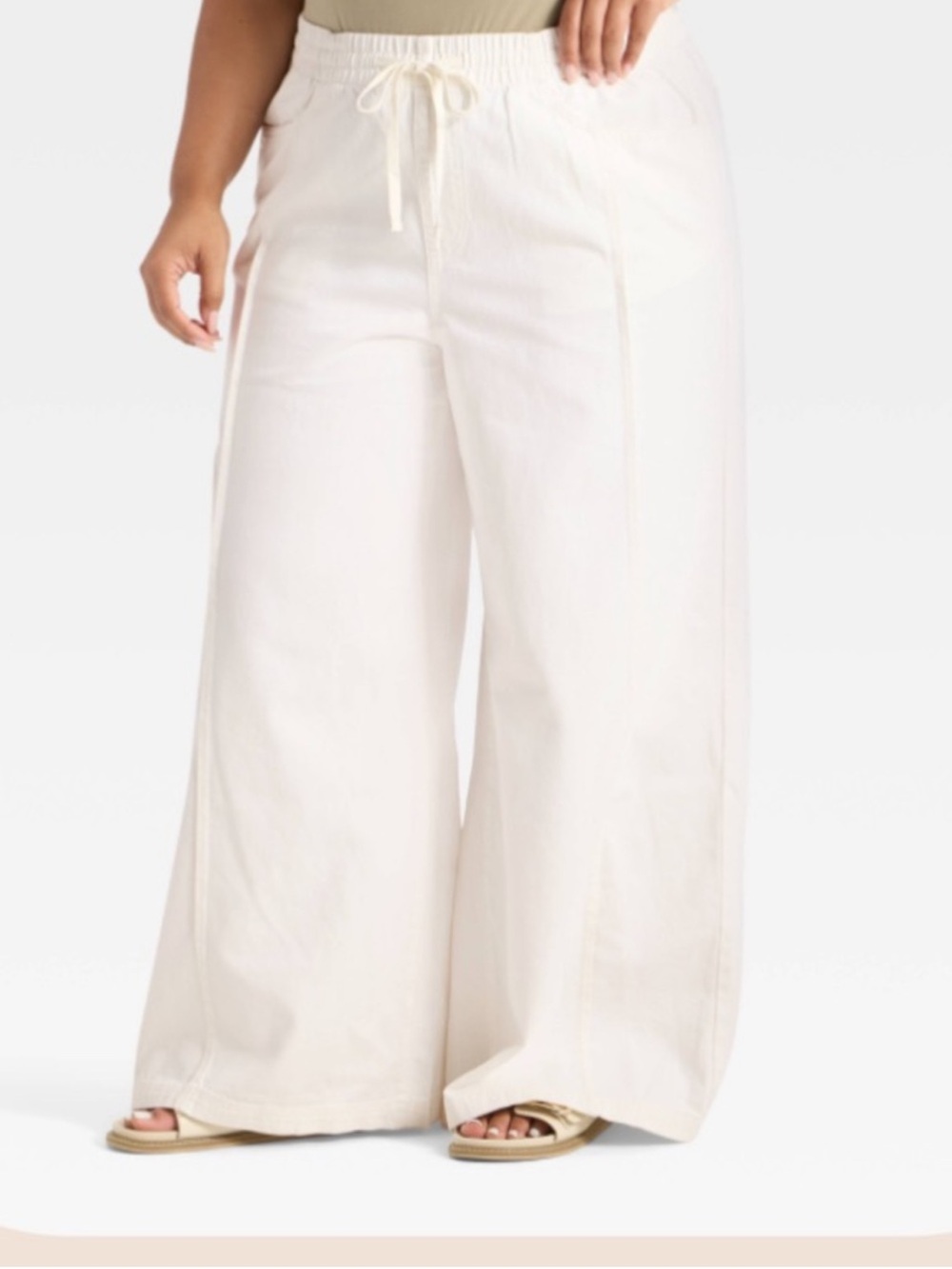 Universal Thread Wide-Leg Baggy Drawstring Pants White Size XL | NWOT/Flaw